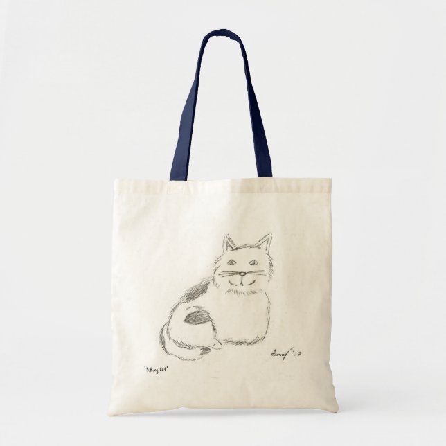 Kattunge Sketch Tote Bag Tygkasse (Framsidan)