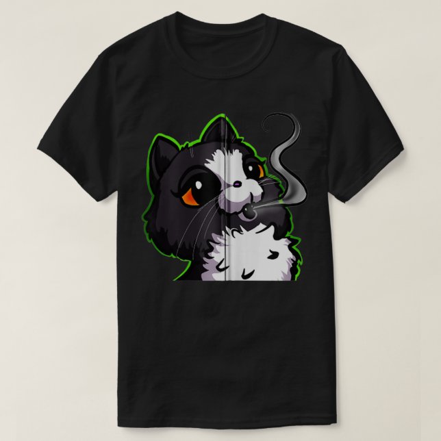 Kattunge Smoke and Keep Fantastisk Zip up Zip T Shirt (Design framsida)