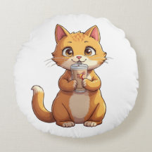 Kattunge som dricker kaffe