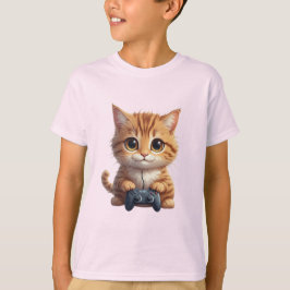 Kattunge som håller spelkontroll Gamer Katt T Shirt