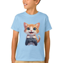 Kattunge som håller spelkontroll leende Gamer Katt