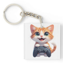 Kattunge som håller spelkontroll leende spelande k