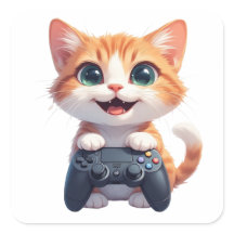 Kattunge som håller spelkontroll leende spelande k