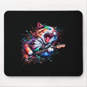 Kattunge som spelar Guitar Sten Cat Heavy Metall C Musmatta