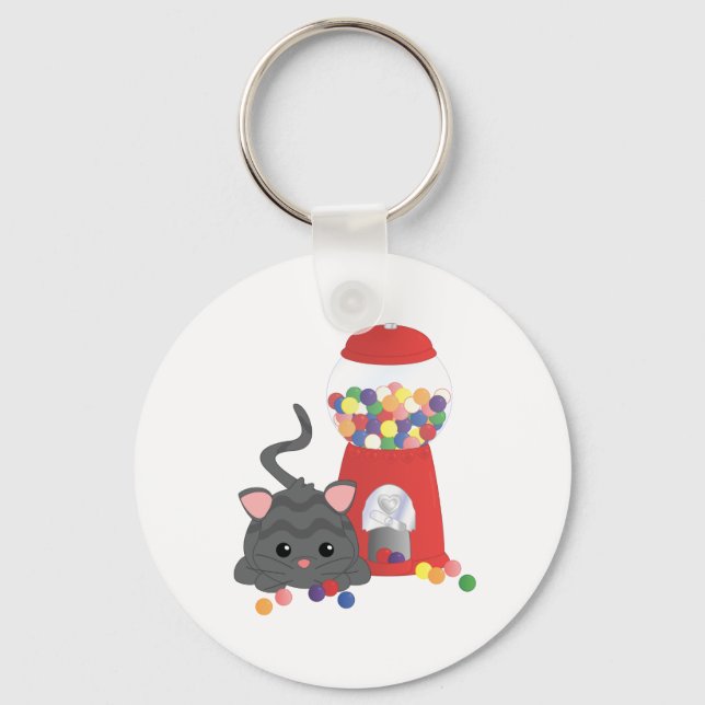 Kattunge spelar med gumbollar nyckelring (Framsida)