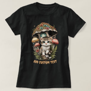 Kattunge Svamp Hus Blommig, Katt Djur älskare T Shirt