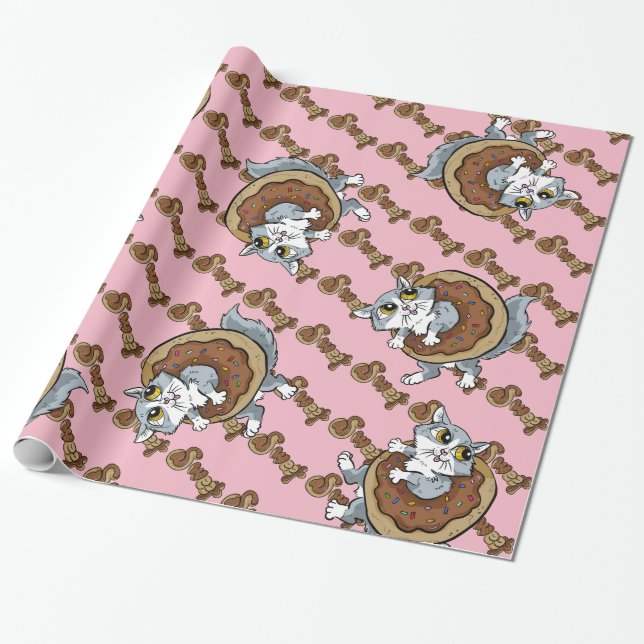 Kattunge Sweet Donut Presentpapper (Utrullad)