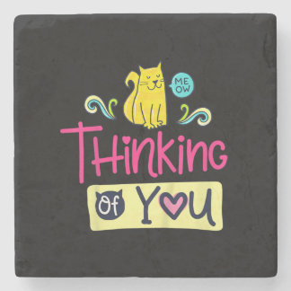 Kattunge tänker på dig | Cute Cat Lover Gift Stenunderlägg