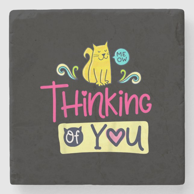 Kattunge tänker på dig | Cute Cat Lover Gift Stenunderlägg (Framsidan)