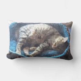 Kattunge tar en kapsel, tabbby Tiger Cat Sleeping Lumbarkudde