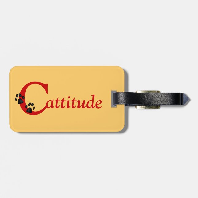 Kattunge Tass Cattige Luggage Tag Bagagebricka (Baksida Vågrät)