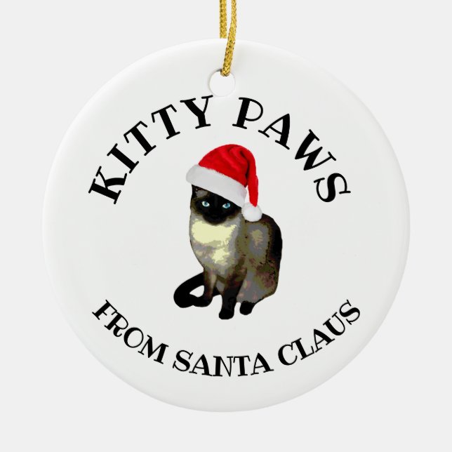 Kattunge Tass från Jultomten Cute Siamese Cat Julgransprydnad Keramik (Framsidan)