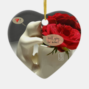 Kattunge & Tea Ro Valentine Heart Ceramic Ornamic Julgransprydnad Keramik