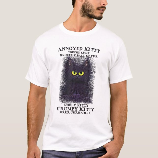 Kattunge Touchy Kattunge Grouchy Boll Päls T Shirt (Framsida)