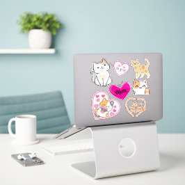 Kattunge Valentine Sticker-uppsättning Klistermärken