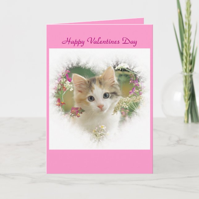 kattunge valentines day-kort helgkort (Framsida)