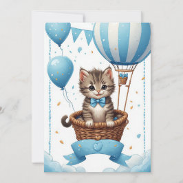 Kattunge Varm Luft Ballong Baby Shower 🐱 Inbjudningar