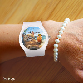 Kattunge vid Beach-sommaren Sol Armbandsur