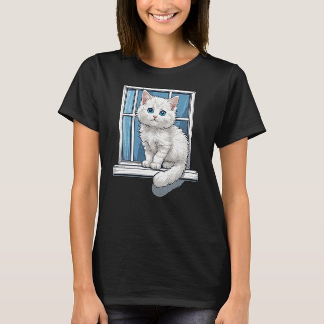 Kattunge Vid Fönstret T Shirt (Framsida)