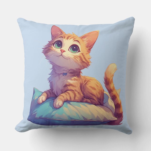 Kattunge Vilande På Kudd För Kattfantaster 🐱 Kudde (Framsida)