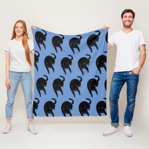 Kattunge Voices Black Cat Mönster Blue fleece filt