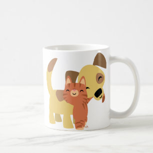 Kattunge- & vovvetecknadmugg kaffemugg