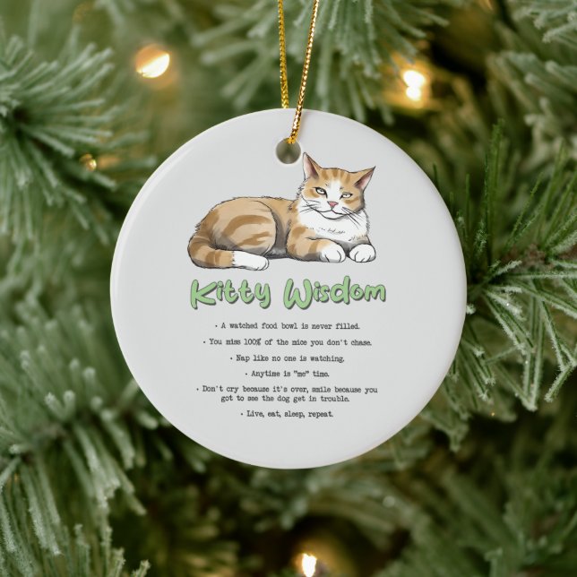 Kattunge Wisdom - Lusnykatten Regler med brunt kat Julgransprydnad Keramik (Träd)