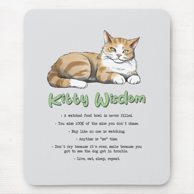 Kattunge Wisdom - Lusnykatten Regler med brunt kat Musmatta (Framsidan)