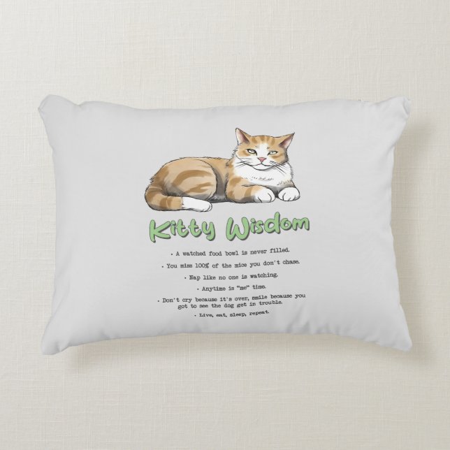 Kattunge Wisdom - Lusnykatten Regler med brunt kat Prydnadskudde (Framsidan)