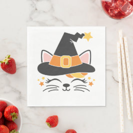 Kattunge Witch Halloween fest Napkins Pappersservett