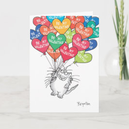 KATTUNGE WTH HEART BALLOONS Valentineser by Boynto Helgkort