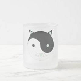 Kattunge Yin Yang med Mint Grönt , Black and White Frostad Glasmugg