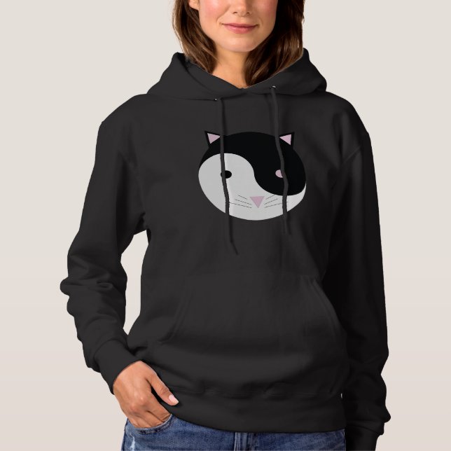 Kattunge Yin Yang Rosa Black and White T Shirt (Framsida)