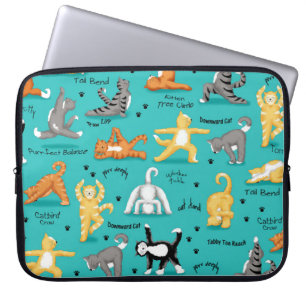 Kattunge Yoga Poses Colorful Turcos Blue Laptop Fodral