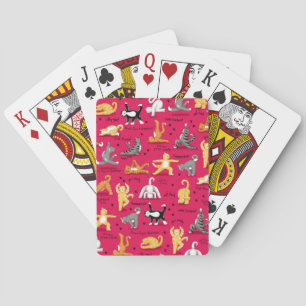 Kattunge Yoga Poses Red Blue Gult Casinokort