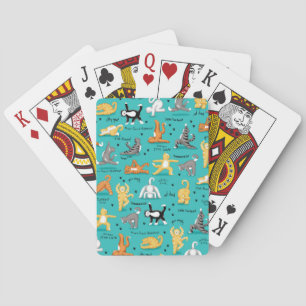 Kattunge Yoga Poses Turcoise Blue Gult Casinokort