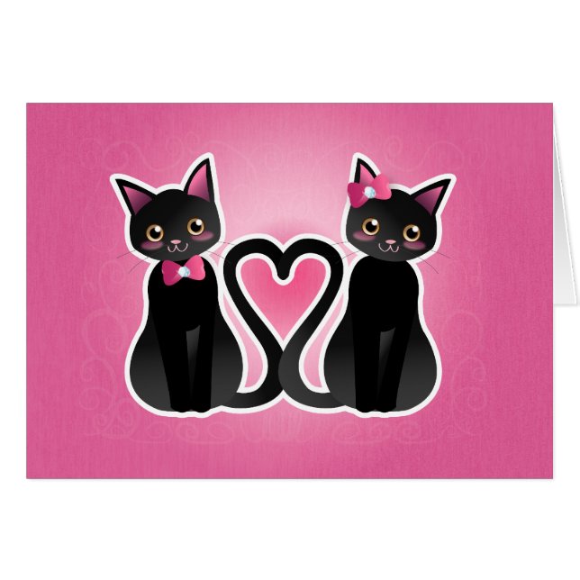 Kattungehjärta - kolver-kort hälsningskort (Framsidan Horizontal)