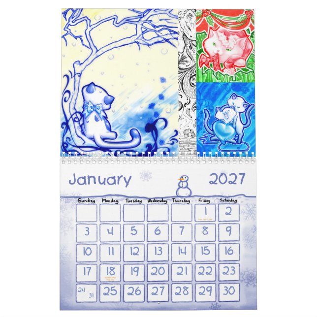 Kattungekonst 1012 kalender (Jan 2027)