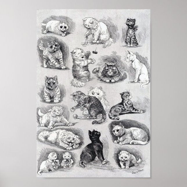 Kattungeliv på kattshowen, Louis Wain Poster (Framsidan)