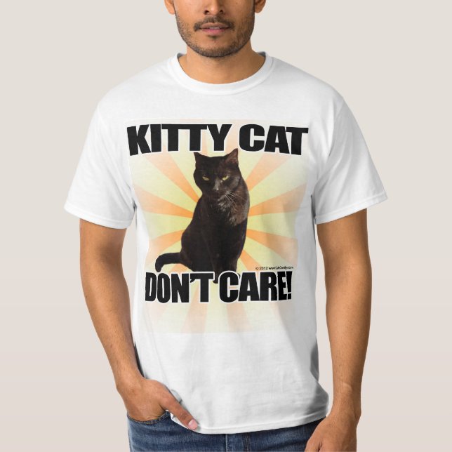 Kattungen att bry sig inte det roliga djur tee shirt (Framsida)