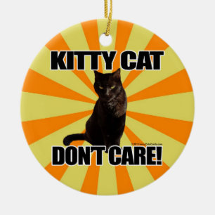 Kattungen att bry sig inte julgransprydnad keramik