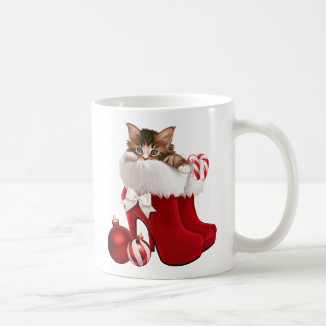Kattungen i jul skor kaffemugg (Höger)