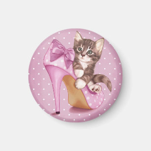 Kattungen i lilor skor magnet