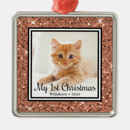 Kattungens 1:a julbild julgransprydnad metall