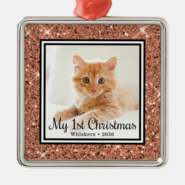 Kattungens 1:a julbild julgransprydnad metall (Framsidan)