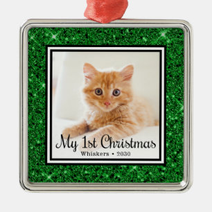 Kattungens 1:a julbild julgransprydnad metall