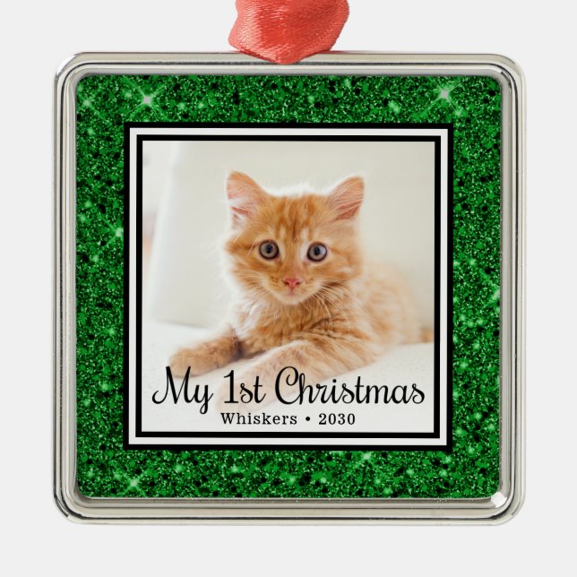 Kattungens 1:a julbild julgransprydnad metall (Framsidan)
