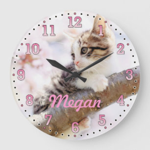 KattungePersonalizable tar tid på den dekorativa Stor Klocka
