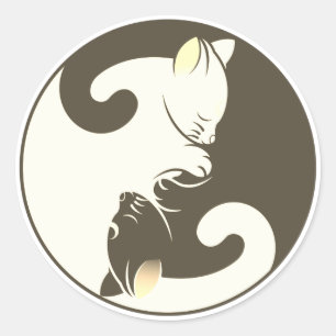 KattungeYin Yang brunt Runt Klistermärke