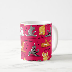 KattungeYoga poserar röd gult Kaffemugg
